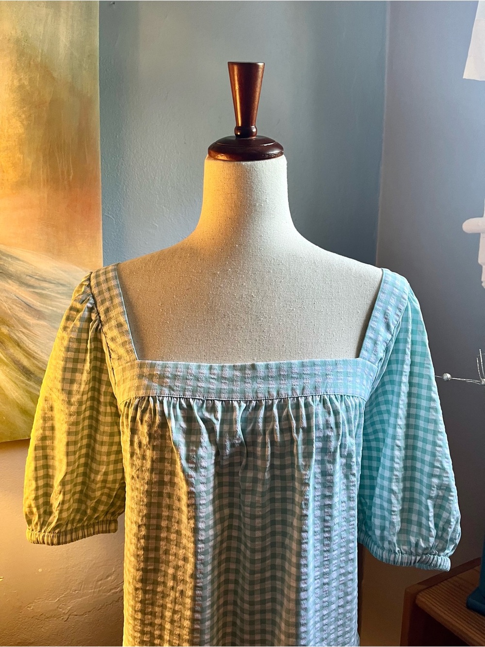 NEW WITH TAGS Vineyard Vines size xl, mint gingham print,seersucker summer dress - Picture 3 of 5
